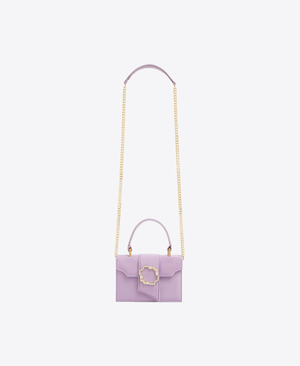 Mini Lilac Square-Top Satin Handbag Malone Souliers