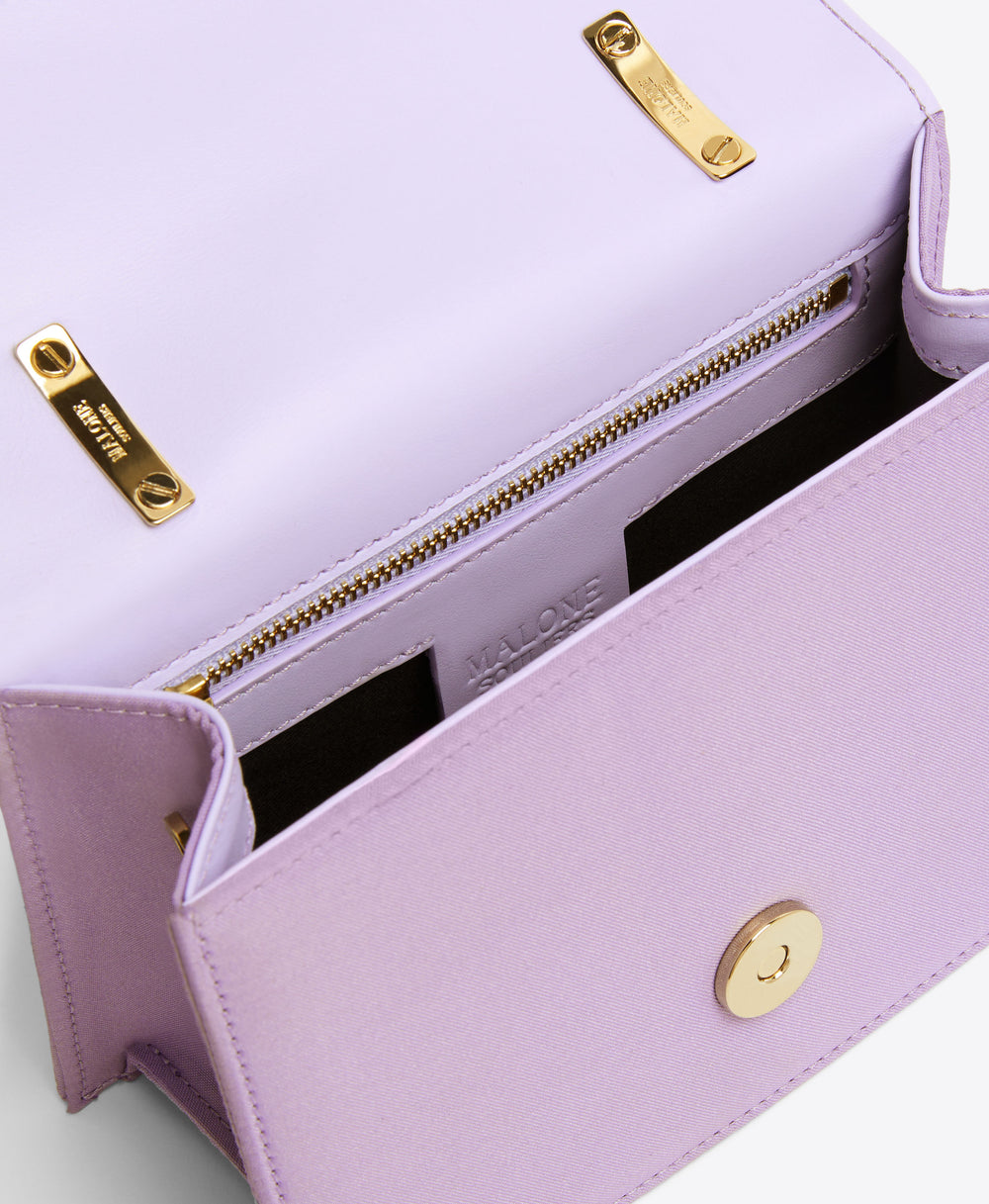 Mini Lilac Square-Top Satin Handbag Malone Souliers