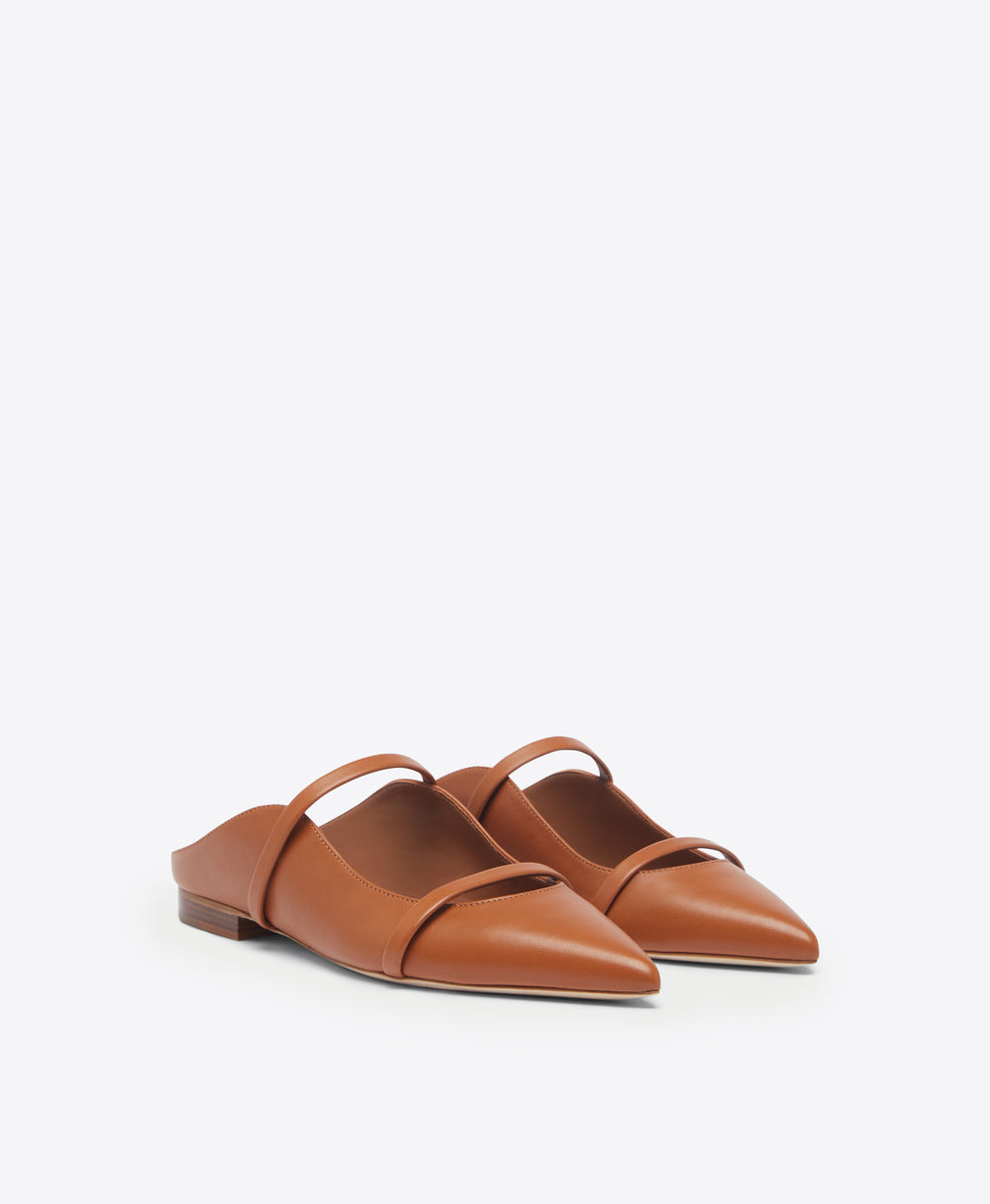 Malone Souliers Maureen Brown Leather Flat Mules