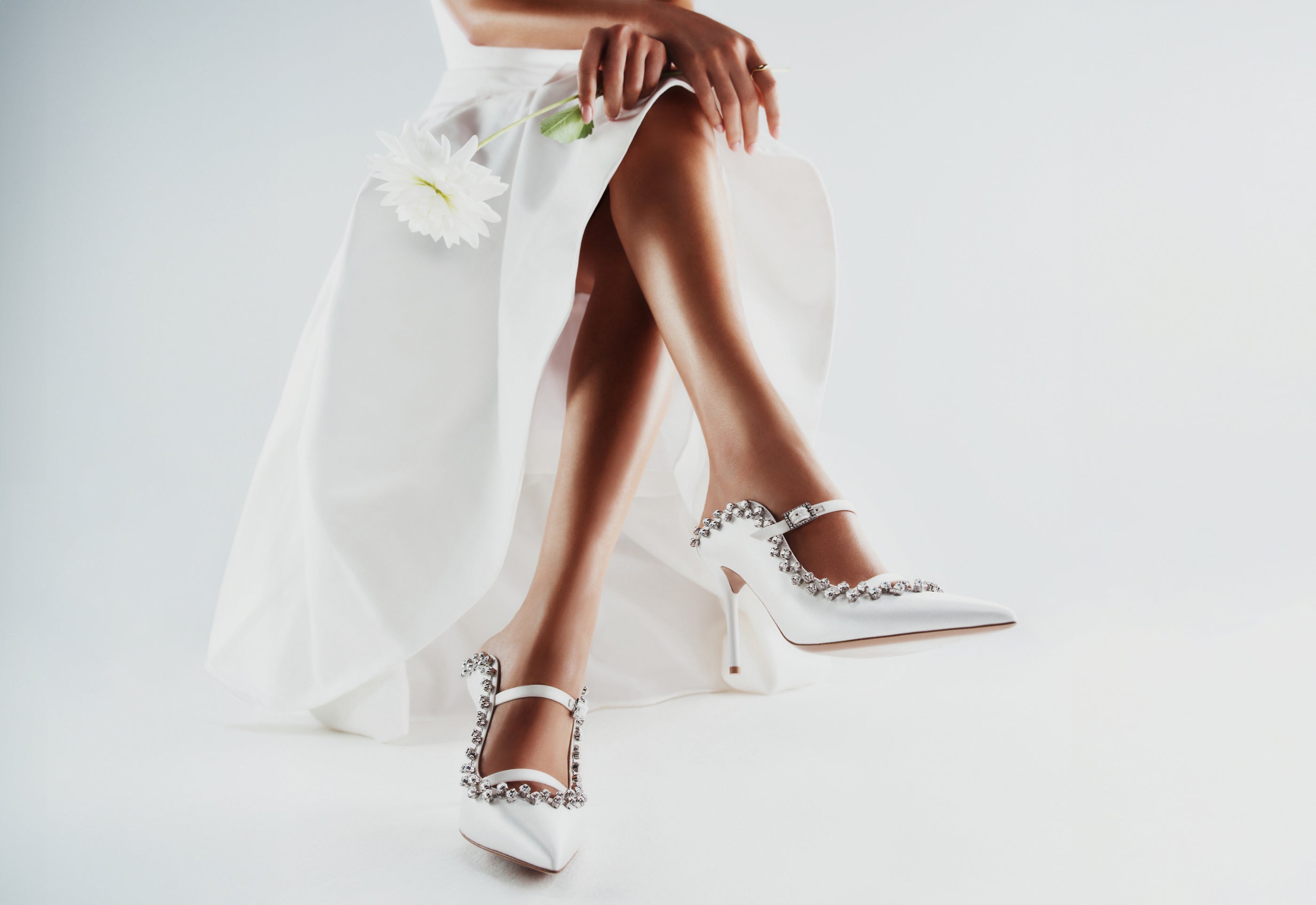 Women's luxury Bridal 85mm White Satin Heeled Mules Malone Souliers