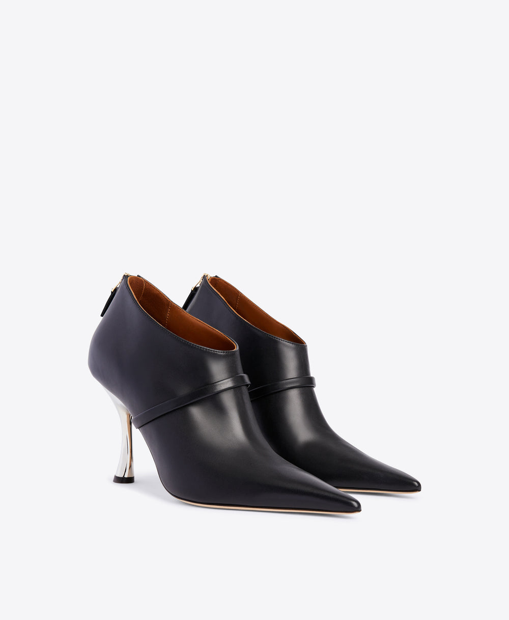 Pointed Toe Bootie in Black Calf - Single Strap | Malone Souliers