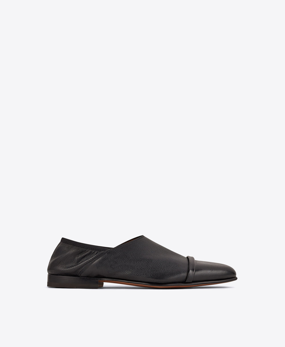 Men's Black Grained Calf Leather Mules Malone Souliers